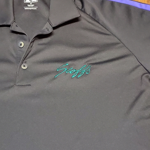 Adidas Golf Polo Shirt Mens Size Meduim Black Abstract Geometrict Shirt - Picture 3 of 6